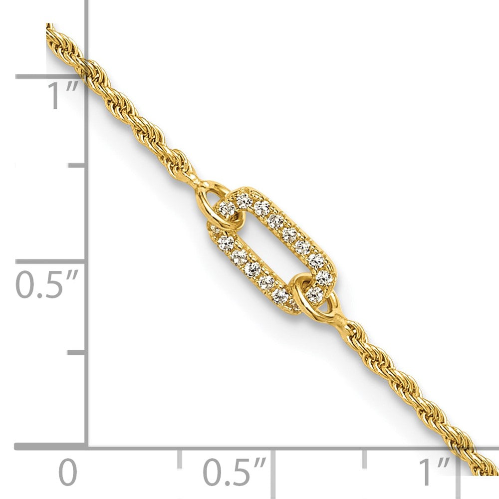 Sterling Silver Gold-plated Polished CZ with 1.5in ext. Bracelet