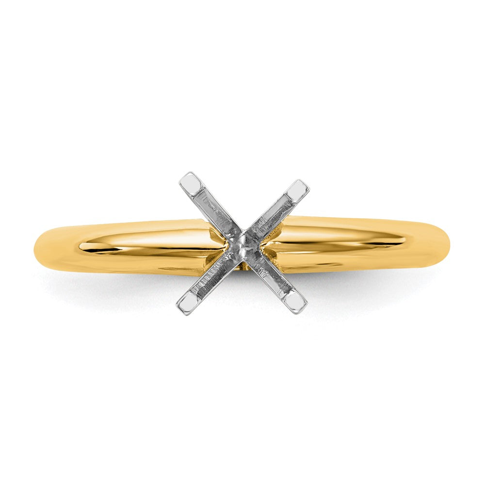 14k Two-Tone 1.25 carat Heavy-Weight Half-Round 4-Prong Round Solitaire Ring Mounting