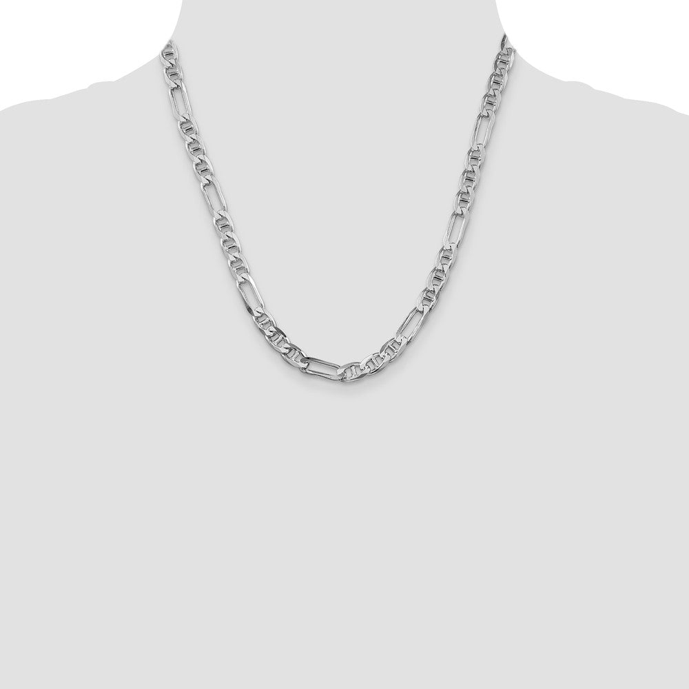 Sterling Silver Rhodium-plated 6.5mm Figaro Anchor Chain 20 Inches