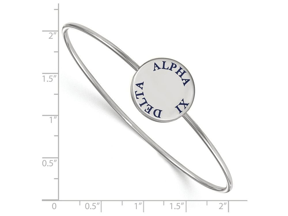 Sterling Silver Official Licensed Greek Sororities 7in Alpha Xi Delta (???) Enameled Slip-on Bangle