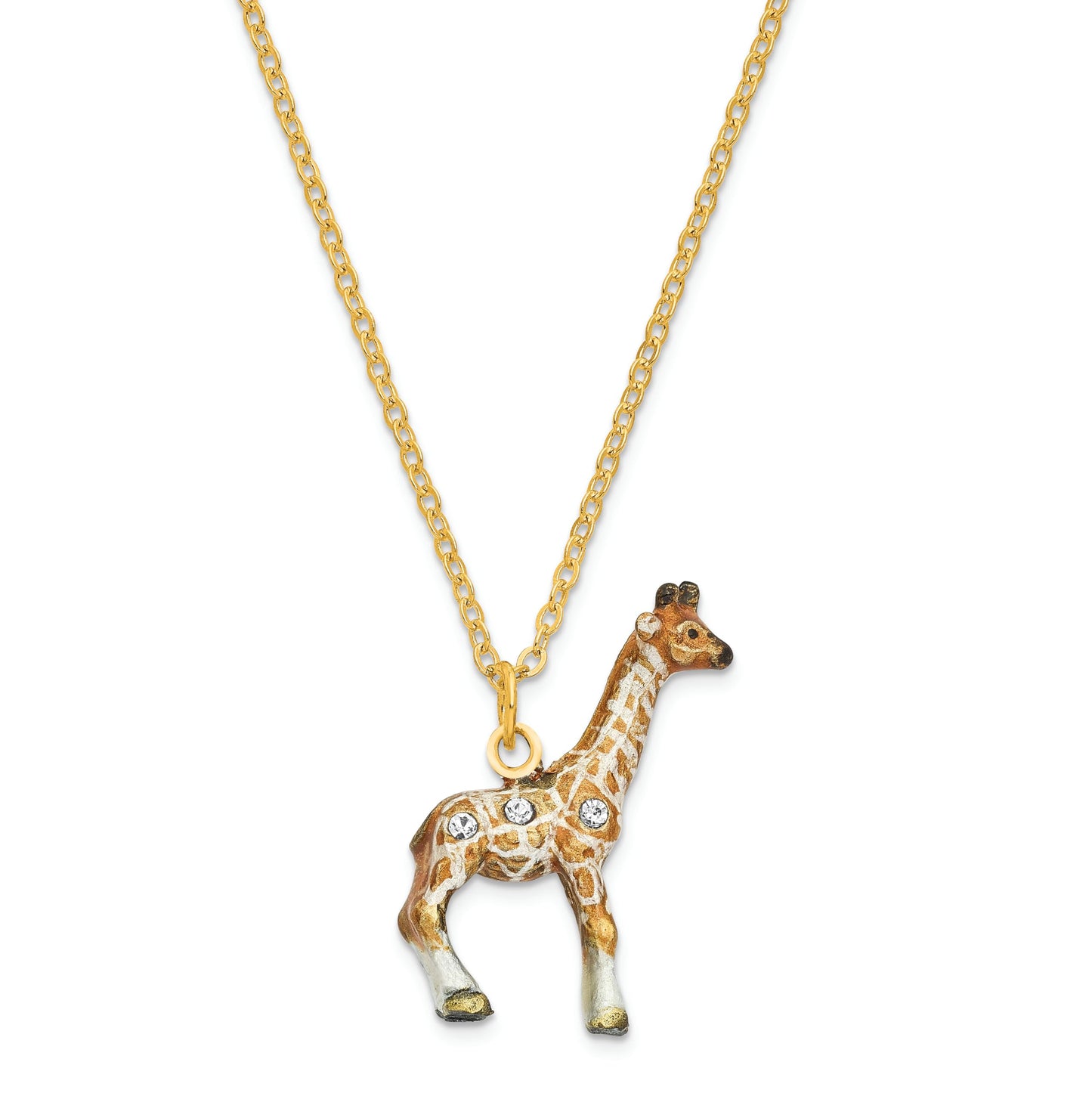 Bejeweled Mother & Baby Giraffe Trinket Box with Charm Pendant