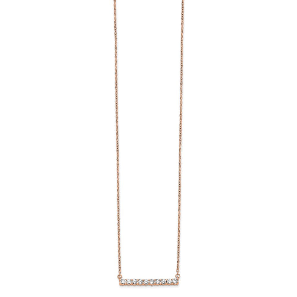 14k Rose Gold 1/2 carat Lab Grown Diamond VS/SI+ G+ 18 inch Bar Necklace