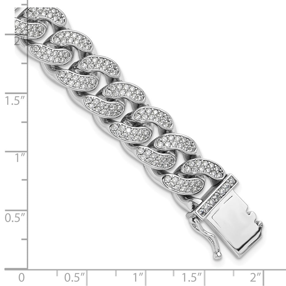 Sterling Silver Rhodium-plated CZ 8in Curb Bracelet 8.25 inches