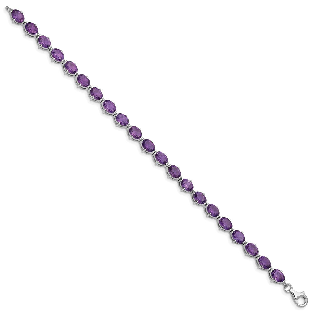 Sterling Silver Rhodium-plated Amethyst Bracelet 7 inches