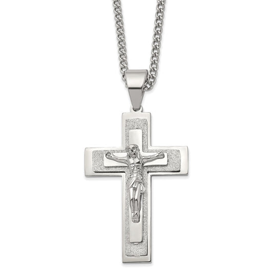 Stainless Steel Polished Laser-cut Crucifix 24" N