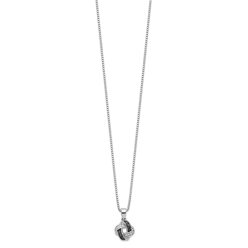 White Night Sterling Silver Rhodium-plated Black and White Diamond 18 Inch Necklace with 2 Inch Extender 18 Inches