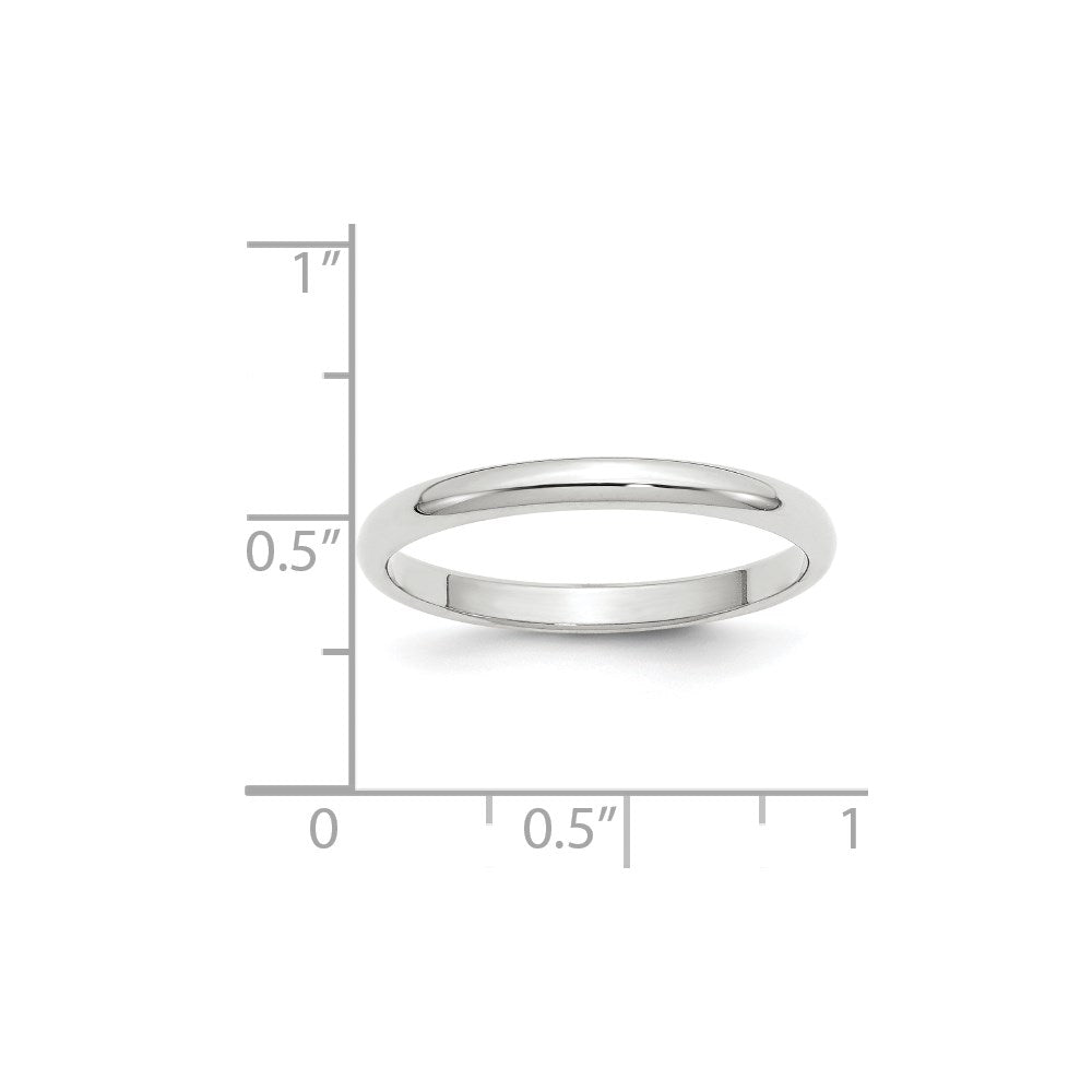 10k White Gold 2.5mm Half Round Wedding Band Size 7