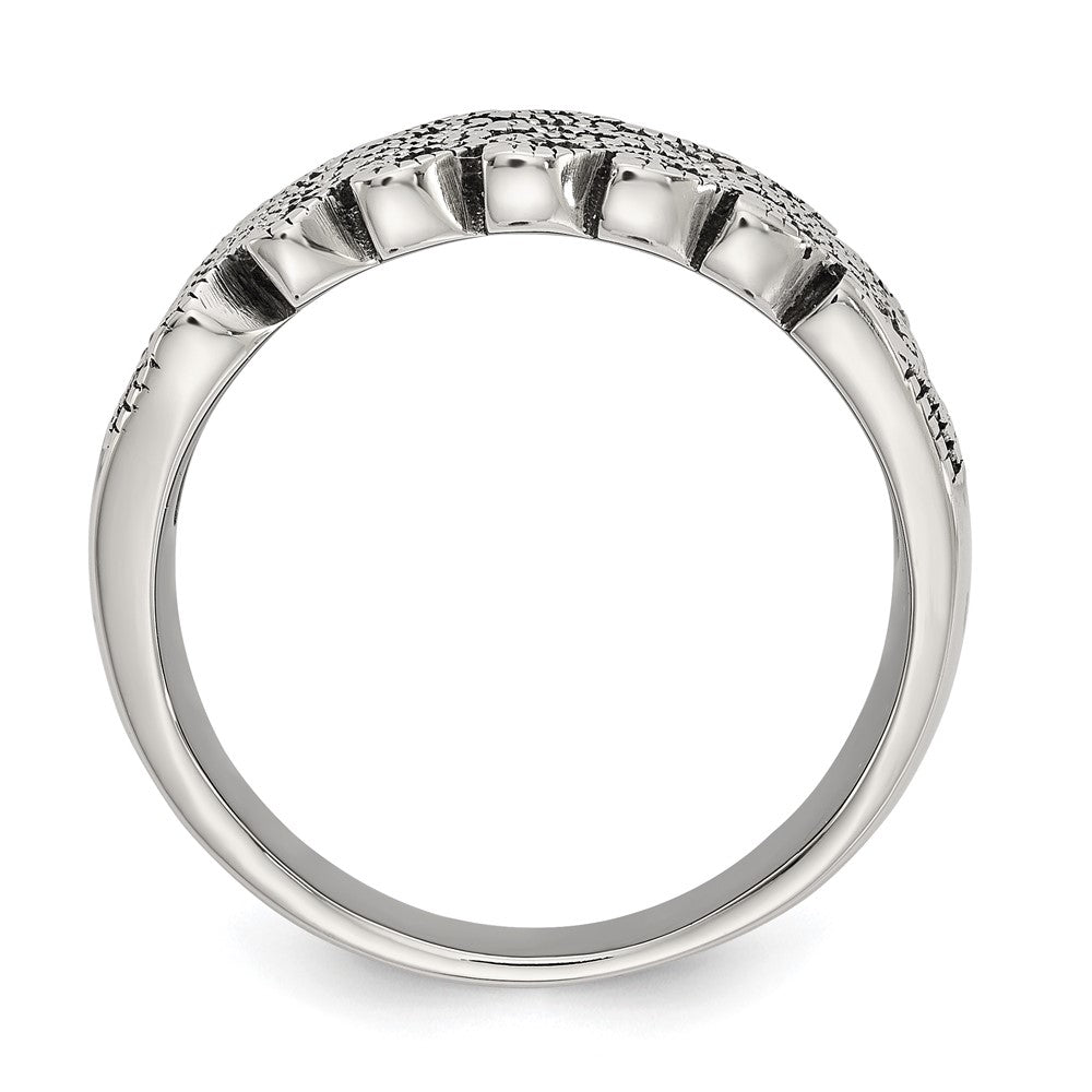 Stainless Steel Antiqued and Polished Marcasite Ring Size - 6
