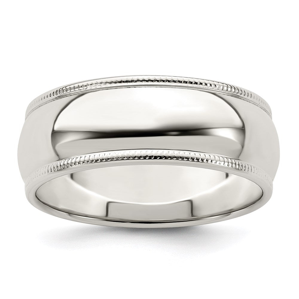 Sterling Silver 7mm Half Round Milgrain Size 8.5 Band