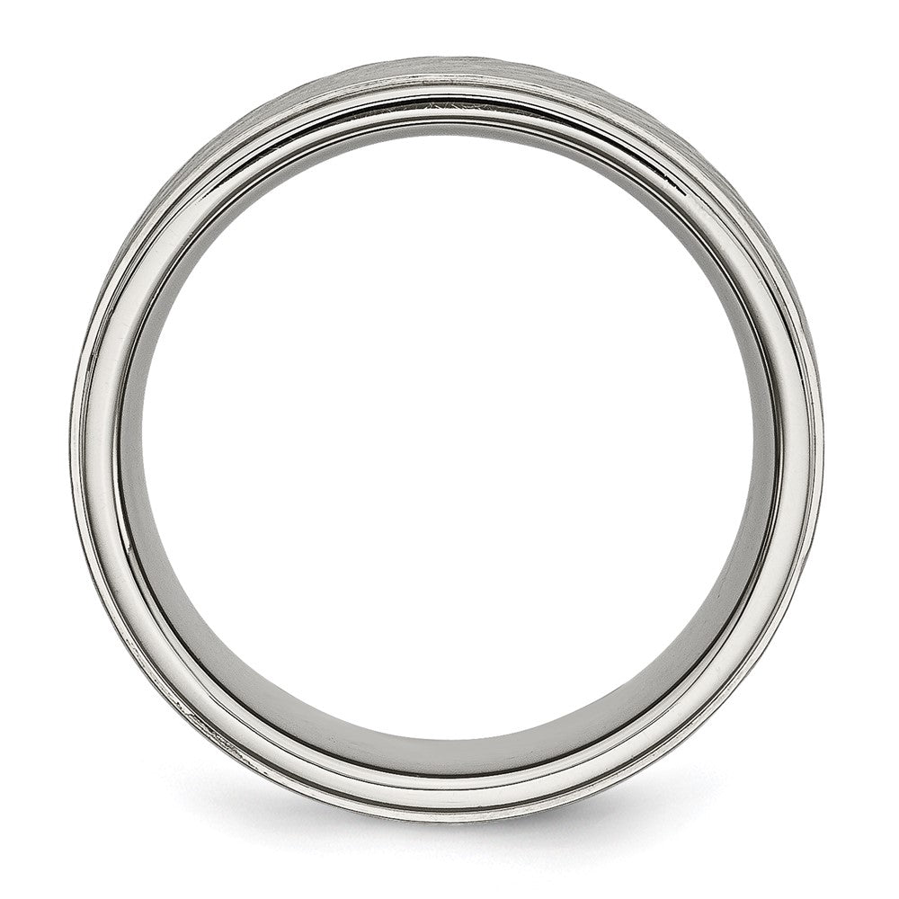 Stainless Steel Polished w/Brushed and Textured Center 7mm Band Size - 12