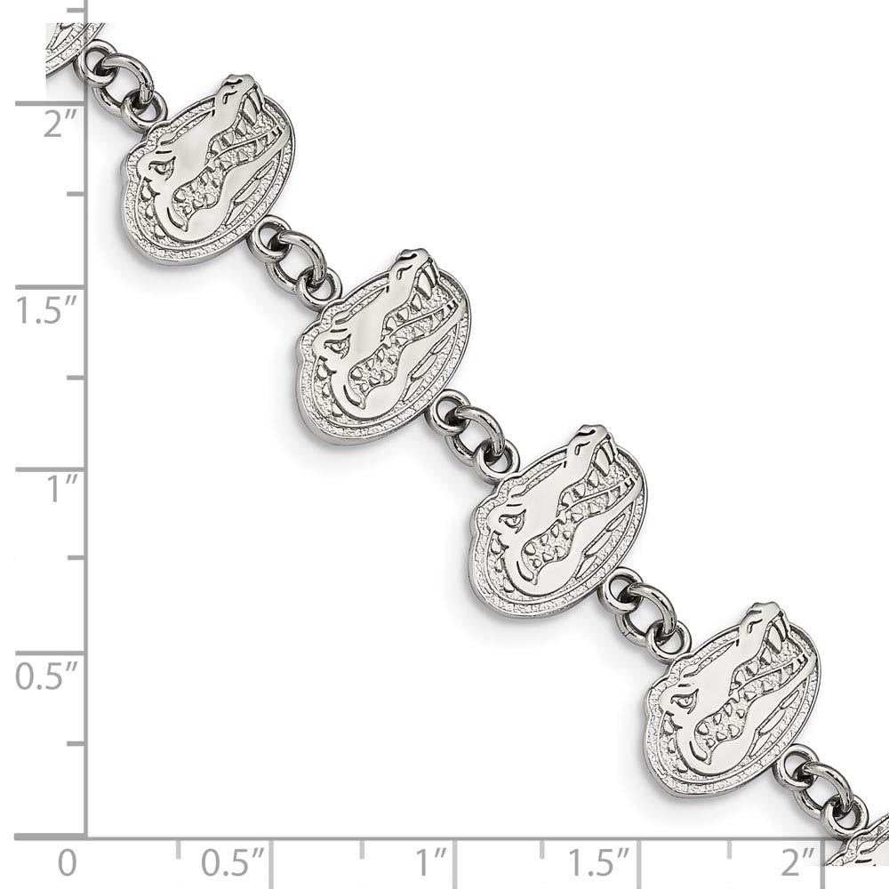 Stainless Steel LogoArt University of Florida Gator Link 7 inch Bracelet with 1.5 inch Extender QST515UFL
