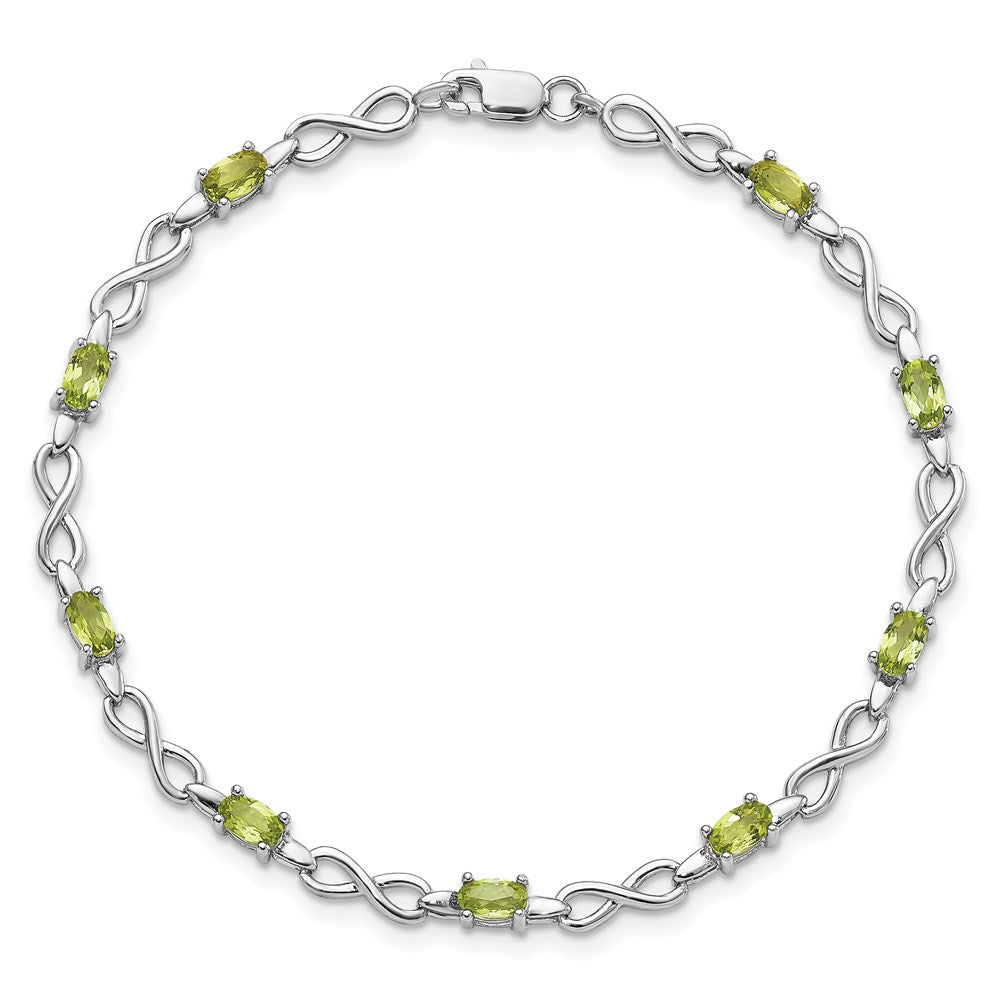 Sterling Silver Rhodium-plated Peridot Bracelet 7 inches