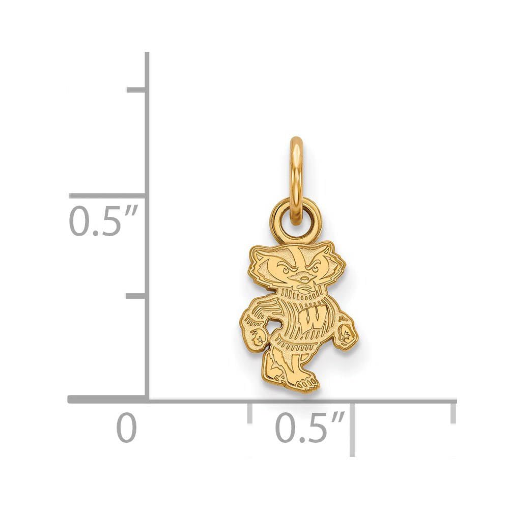 Sterling Silver Gold-plated LogoArt University of Wisconsin Badger Extra Small Pendant Q-GP043UWI