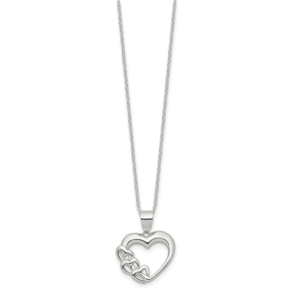 Sterling Silver Rhodium-plated Heart Necklace 18 Inches
