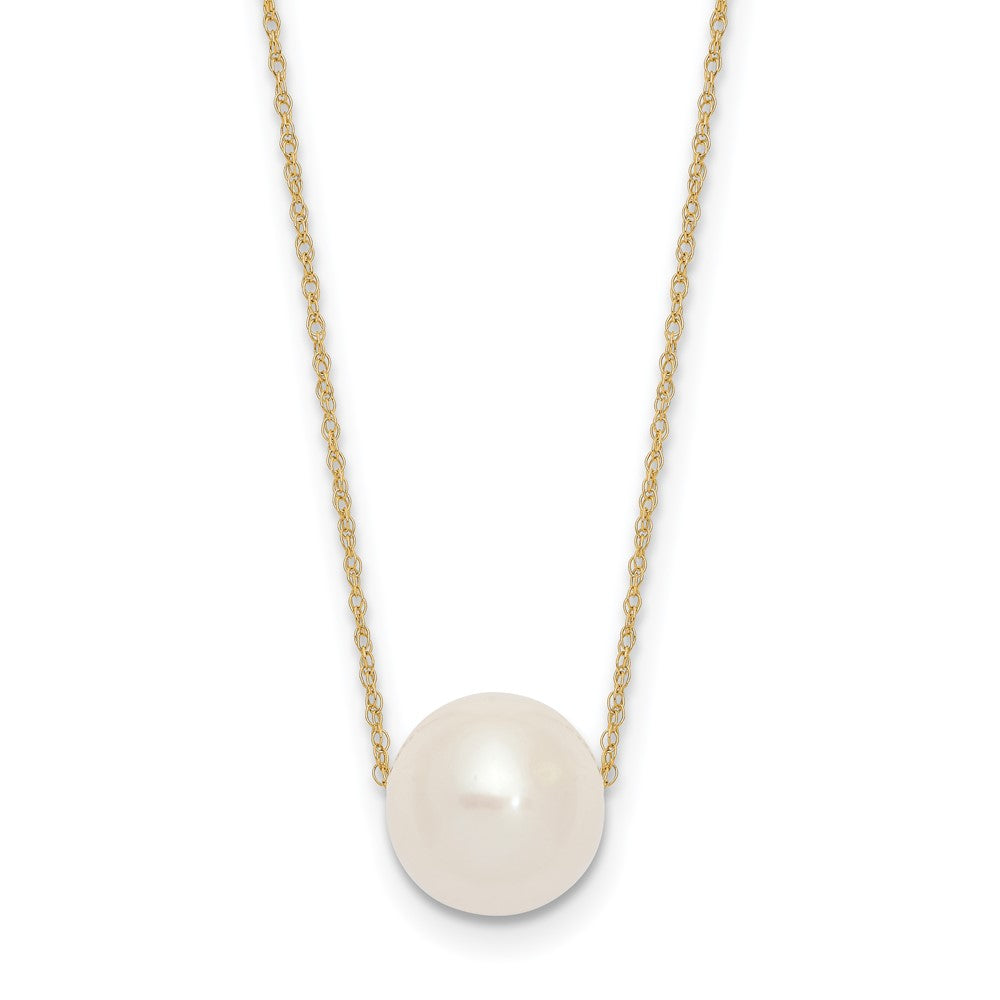 10k 10-11mm White Round Freshwater Cultured Pearl 17 inch Rope Necklace