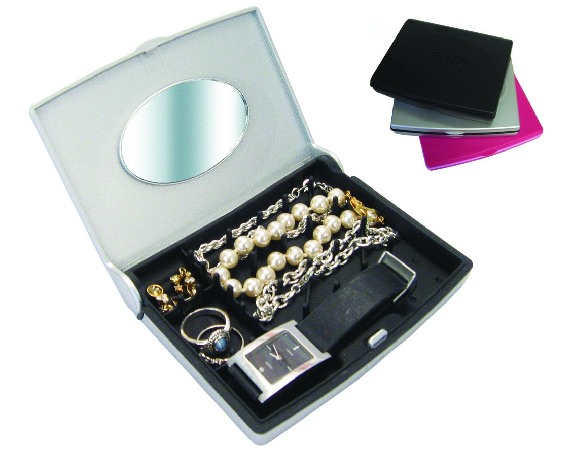 Black ABS Smartr Mini Jewelry Case with Tangle-Free Soft Peg System for Necklaces GP8043