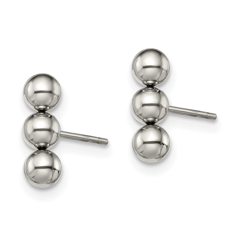 Stainless Steel Polished 3 Ball Post Earrings