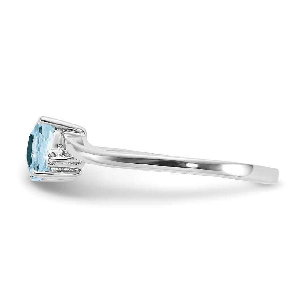 Sterling Silver ANC Aquamarine & Diamond Ring