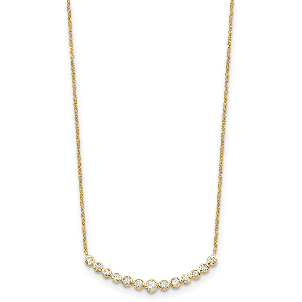 True Origin 14K 1/2 carat Lab Grown Diamond VS  D E F 18 inch Graduated Curved Bar Necklace