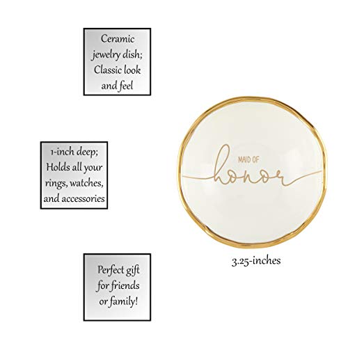 Creative Brands Santa Barbara Design Studio-Wedding Collection Ceramic Jewelry Dish, 3.25-Inch, Maid