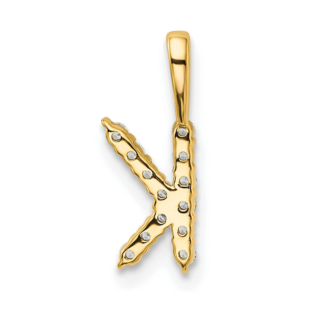 14k 1/8 carat Lab Grown Diamond VS/SI+ G+ Letter K Initial Pendant