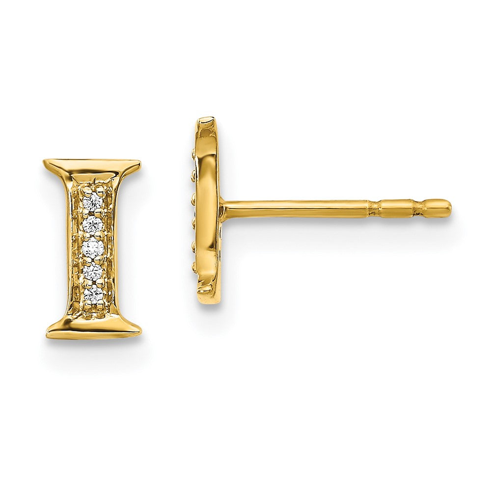 14k Diamond Initial I Earrings