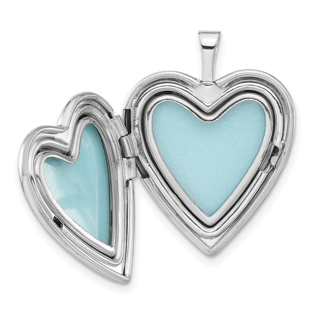 Sterling Silver Satin & Diamond-cut Enameled Quince Anos Heart Locket