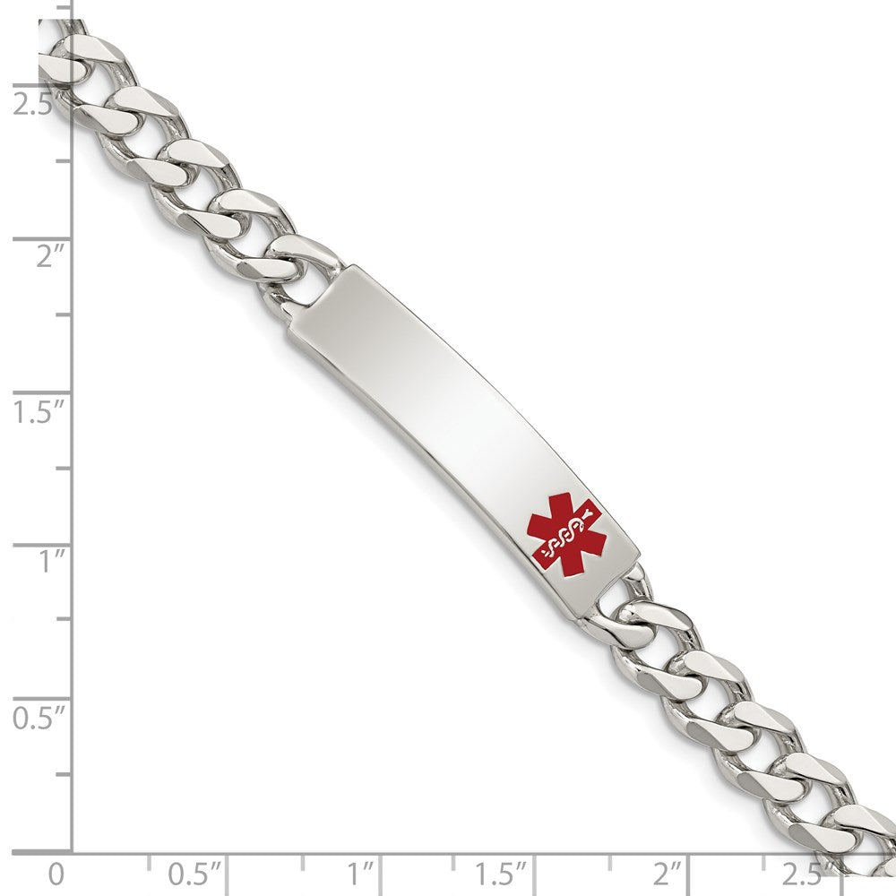 Sterling Silver Polished Medical Curb Link ID Bracelet 8.5 inches