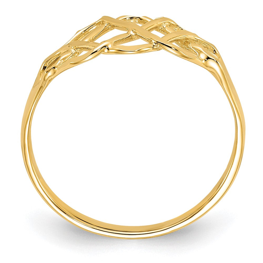 14k Polished & Diamond-Cut Fancy Ring Size 6