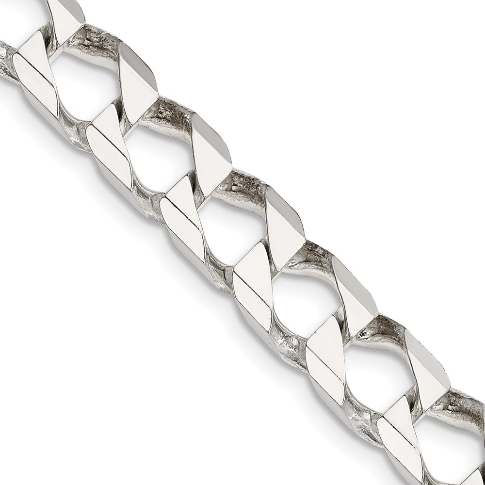 Sterling Silver 8.6mm D/C Square Curb Chain 26 Inches