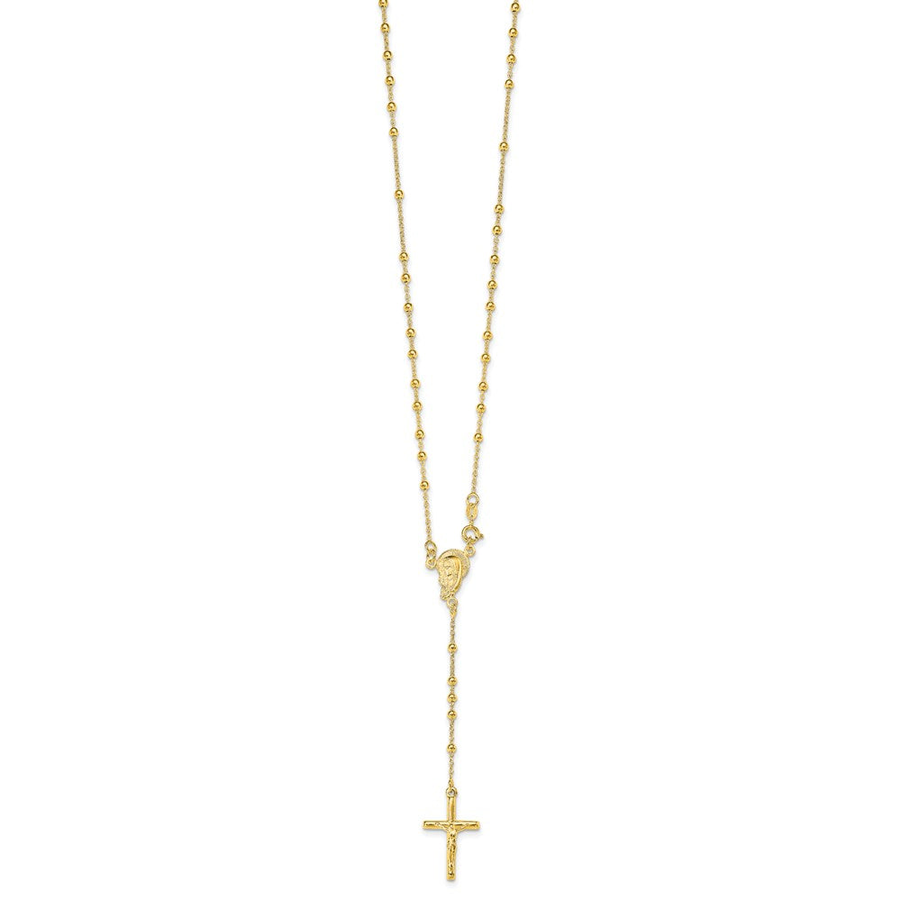 Sterling Silver Gold-plated Polished Bead Rosary 18 inch Necklace 18 Inches