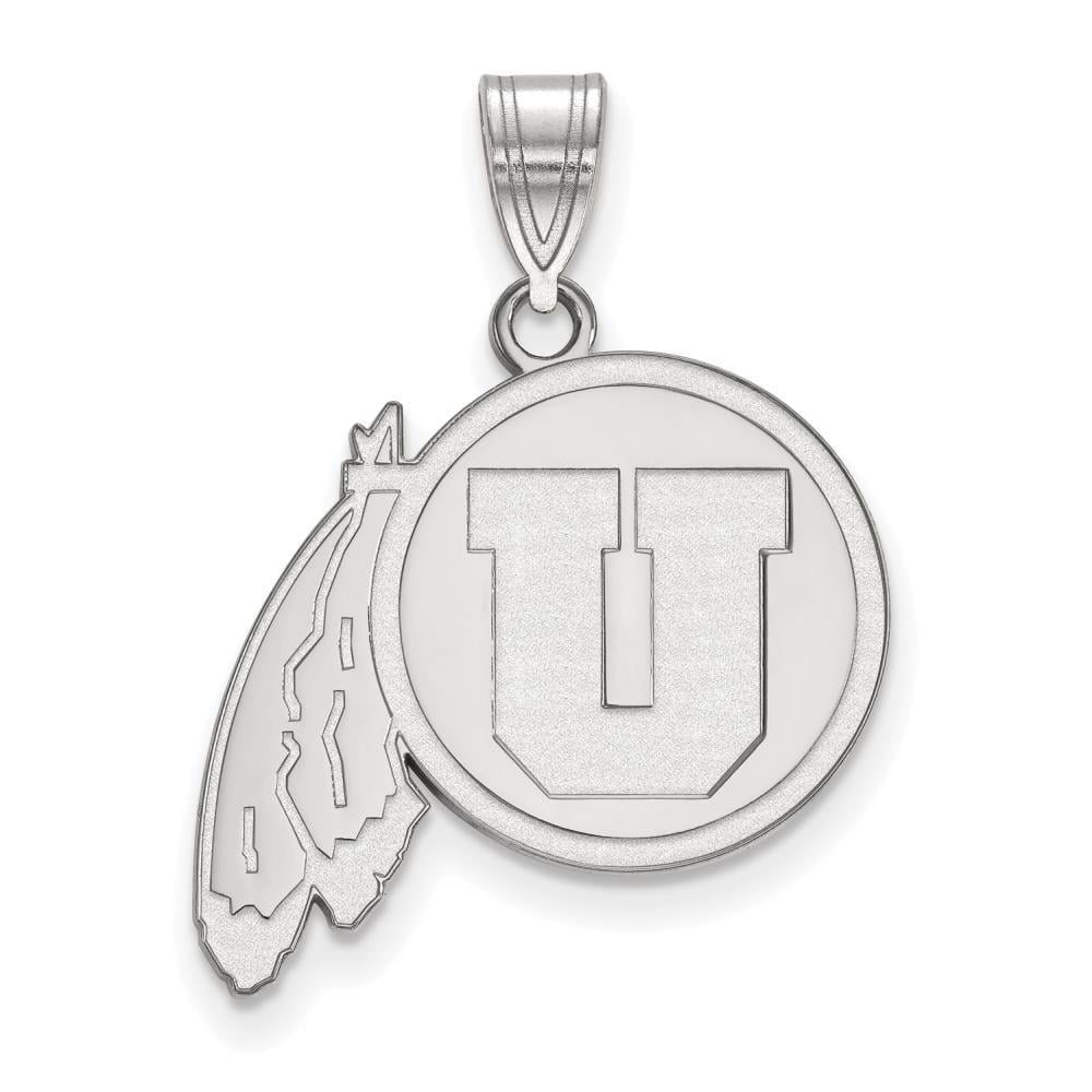 Sterling Silver Rhodium-plated LogoArt University of Utah Large Pendant Q-SS002UUT