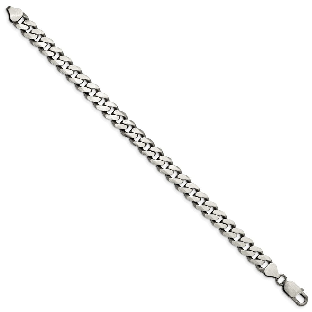 Sterling Silver Antiqued 9.3mm Curb Chain 8 inches