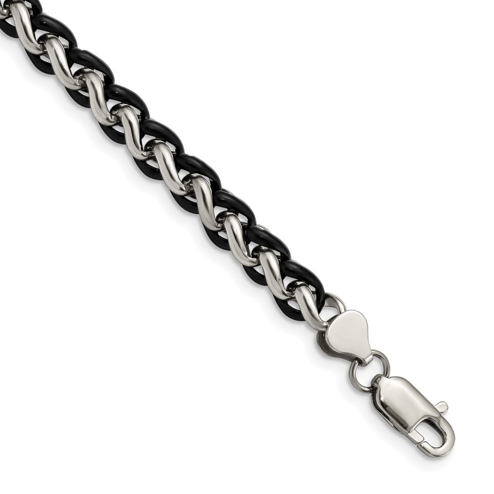 Stainless Steel Polished Black IP-plated 8.25in Bracelet 8.25 inches