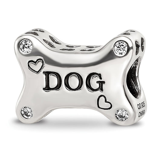 Sterling Silver Reflections Enamel Dog Bone CZ Bead