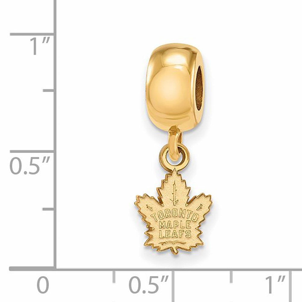 Sterling Silver Gold-plated NHL LogoArt Toronto Maple Leafs Extra Small Dangle Bead Charm QGP017MLE