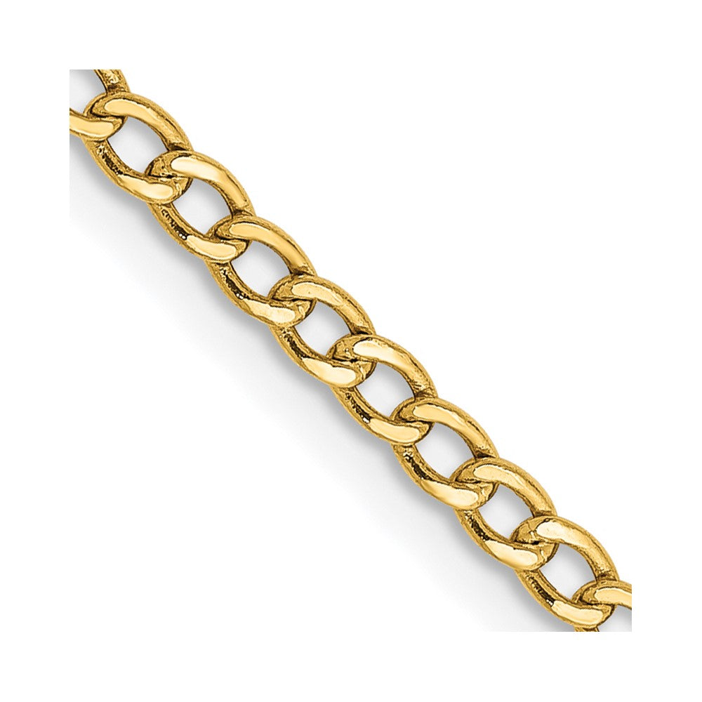 14K 22 inch 2.5mm Semi-Solid Curb with Lobster Clasp Chain