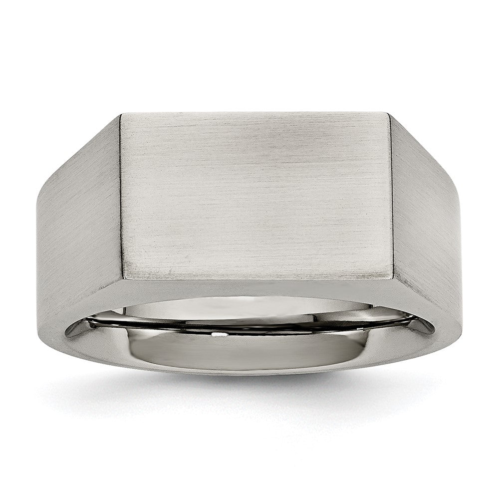 Stainless Steel Brushed and Polished Signet Ring Size - 11