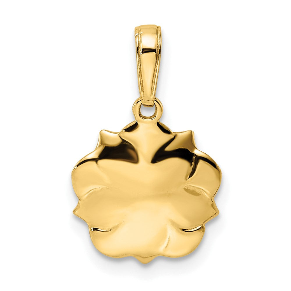 14k and White Rhodium Diamond-cut Flower Pendant