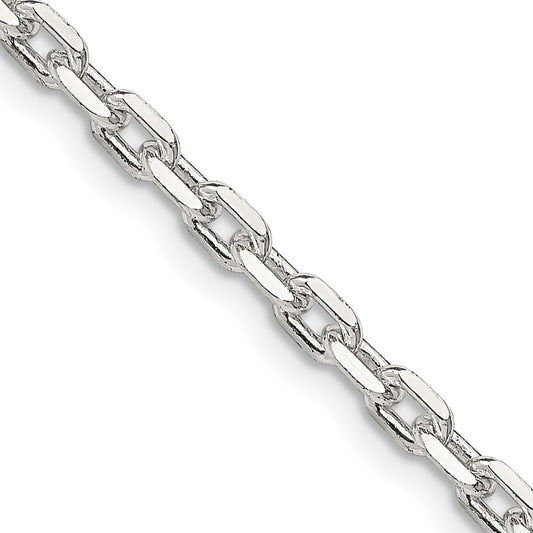 Sterling Silver 3.25mm Beveled Oval Cable Chain 22 Inches