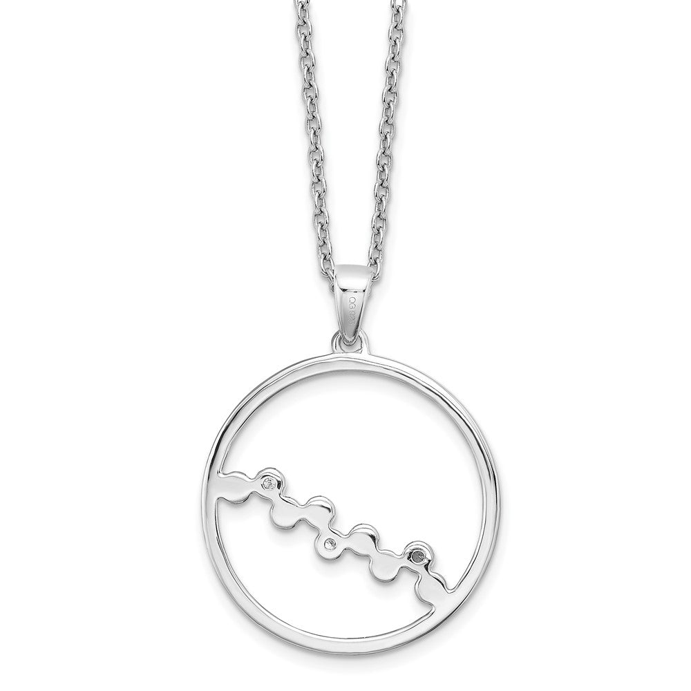 White Ice Sterling Silver Rhodium-plated 18 Inch Diamond Open Circle Necklace with 2 Inch Extender 18 Inches
