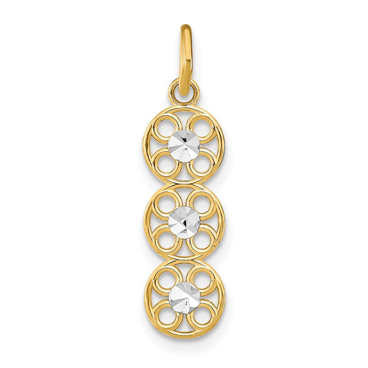 14K w/Rhodium and D/C 3 Circle Charm