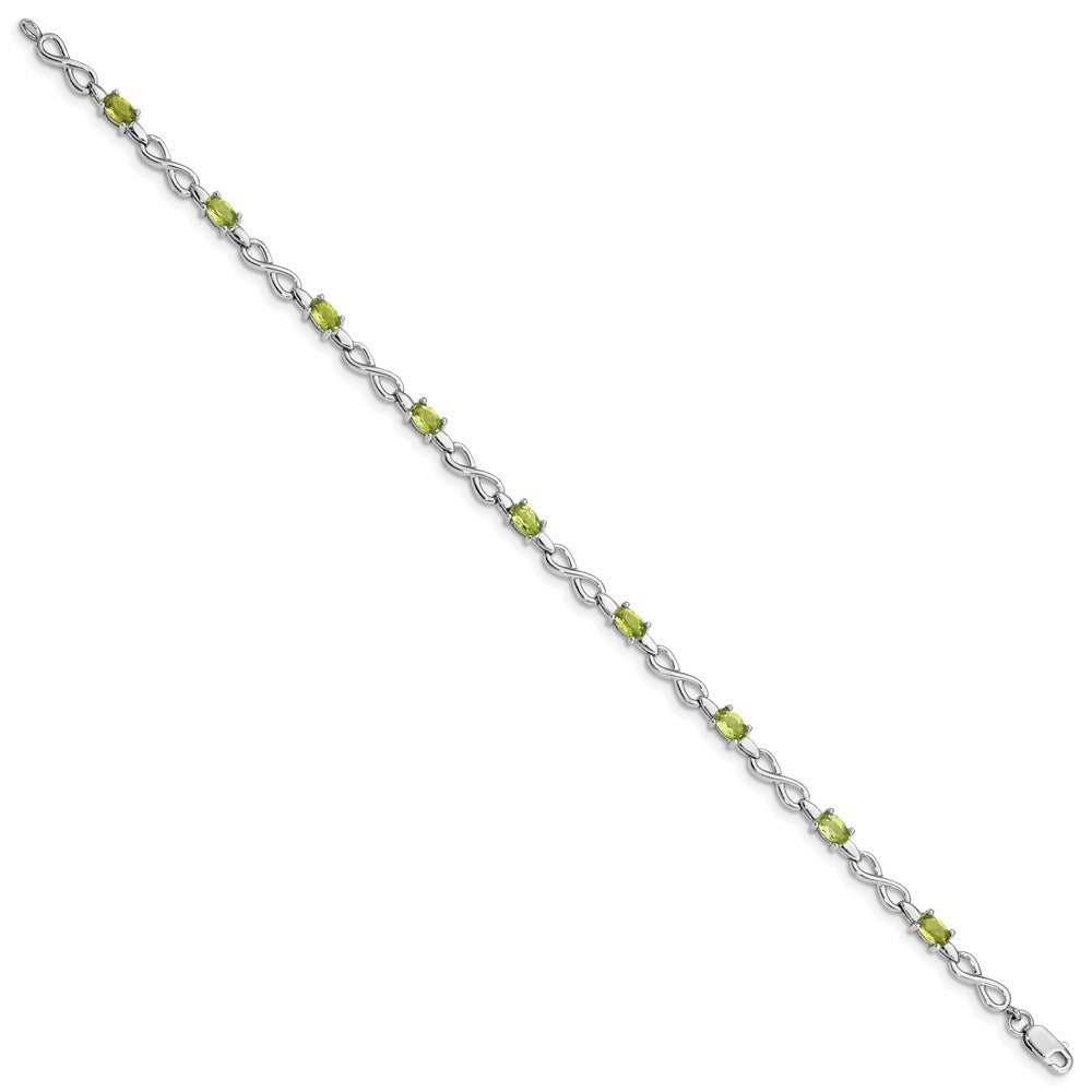 Sterling Silver Rhodium-plated Peridot Bracelet 7 inches