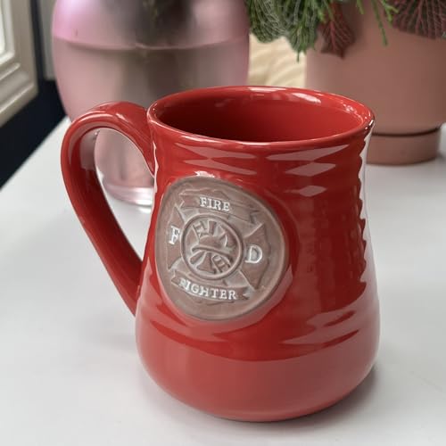 Mug-Pottery-Firefighter Prayer-Red