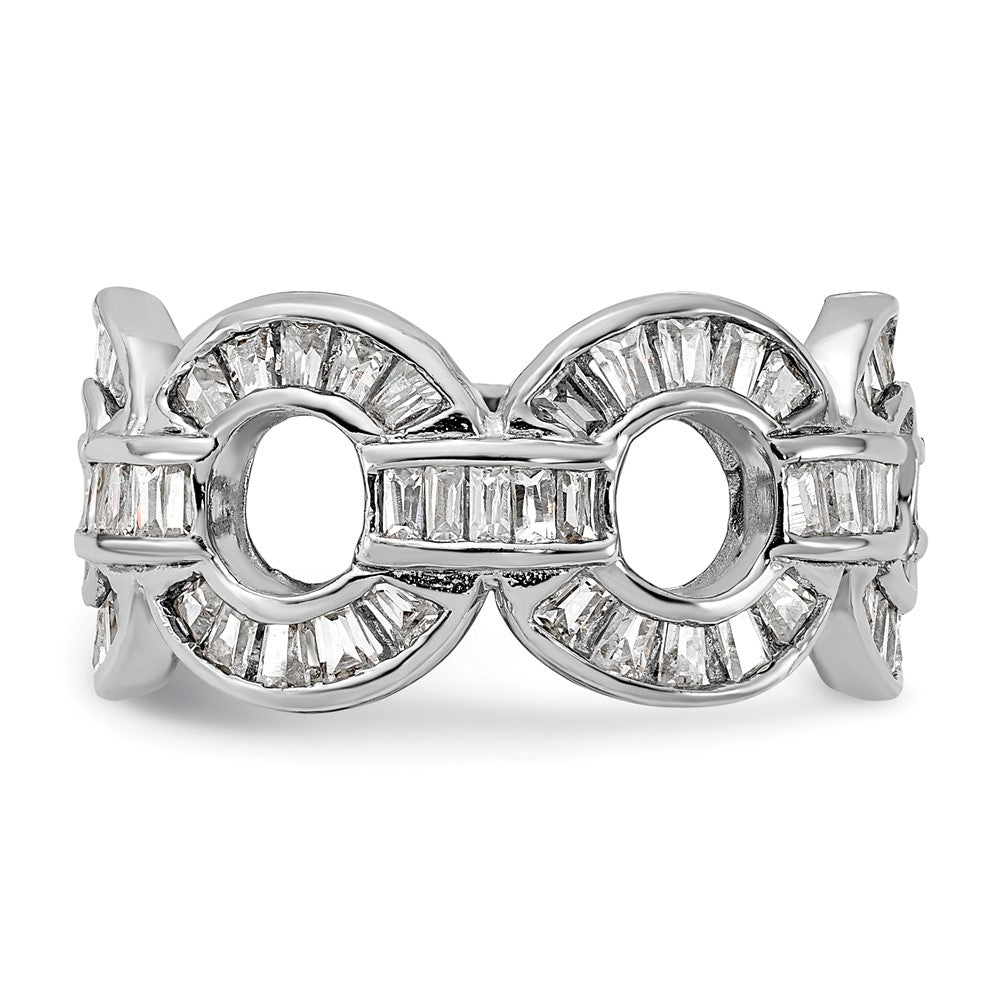 Sterling Silver Polished Fancy CZ Circle Link Ring