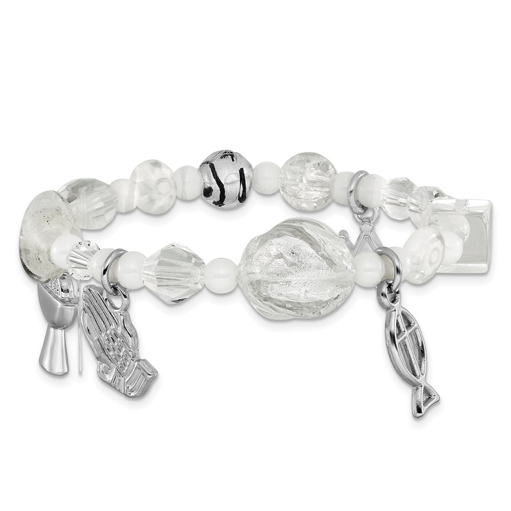Silver-tone Stories of Faith Communion Story Stretch Bracelet