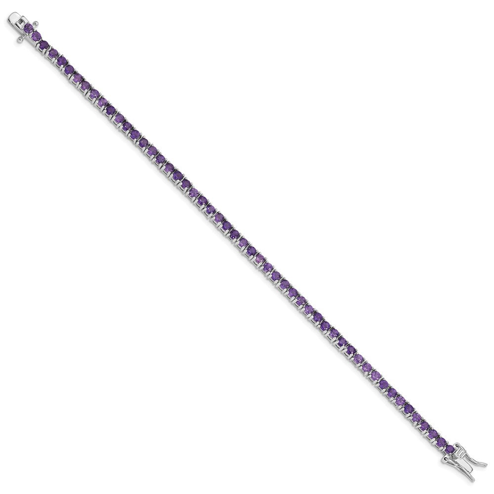 Sterling Silver Rhodium-plated Amethyst Bracelet 7 inches