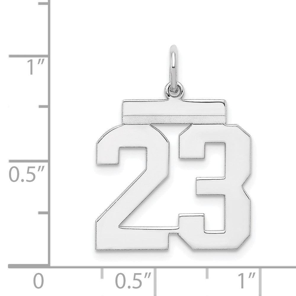 Sterling Silver/Rhodium-plated Polished Number 23 Charm