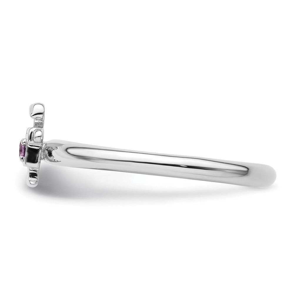 Sterling Silver Stackable Expressions Rhodium Amethyst Boy Ring