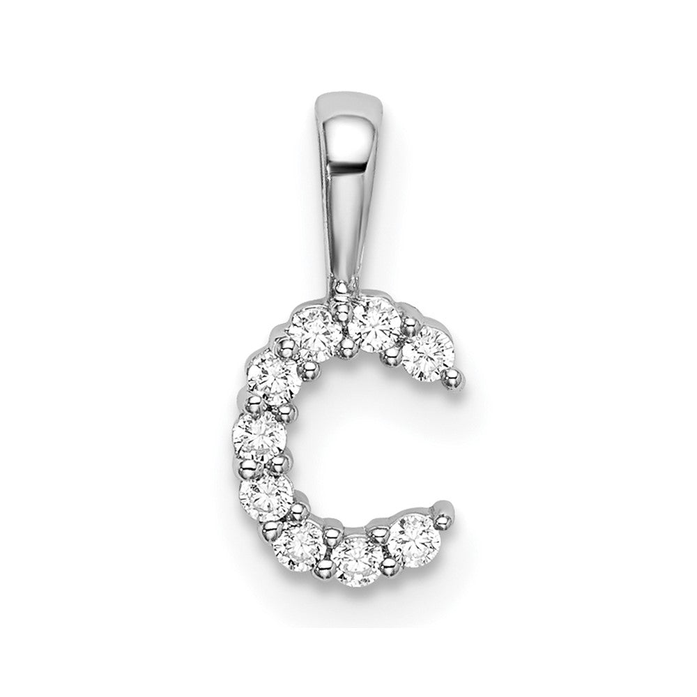 14k White Gold 1/10 carat Lab Grown Diamond VS/SI+ G+ Letter C Initial Pendant